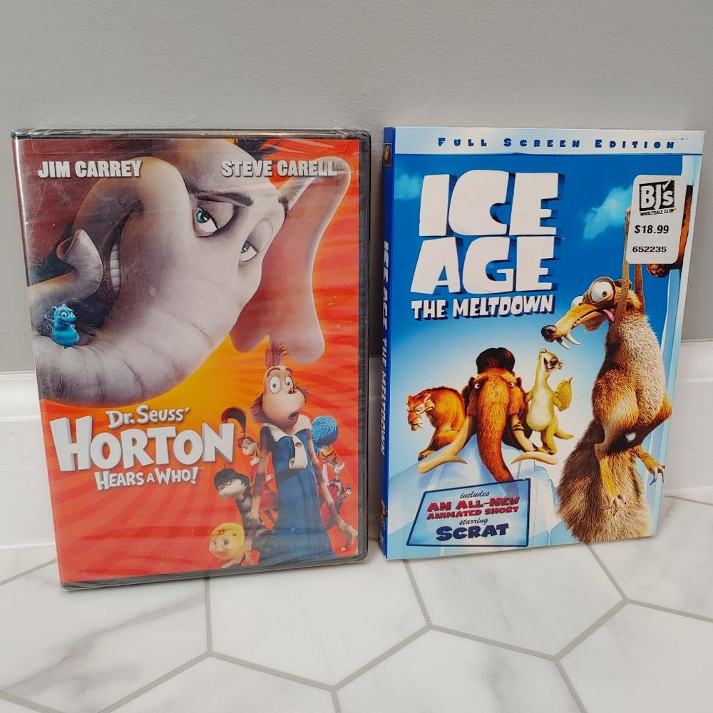 Factory Sealed Kids DVD Movie Bundle- Ice Age: The Meltdown & Horton Hears a Who